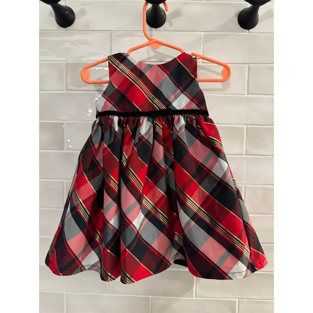 Carter's Special Occasion Red, Black, White Plaid Holiday Dress 9 months - Picture 3 of 3